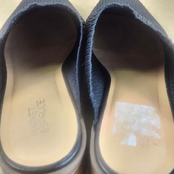 Market and Spruce Black Knit Block Heeled Slip-on Mules Women’s SZ 8  EUC - Picture 5 of 13